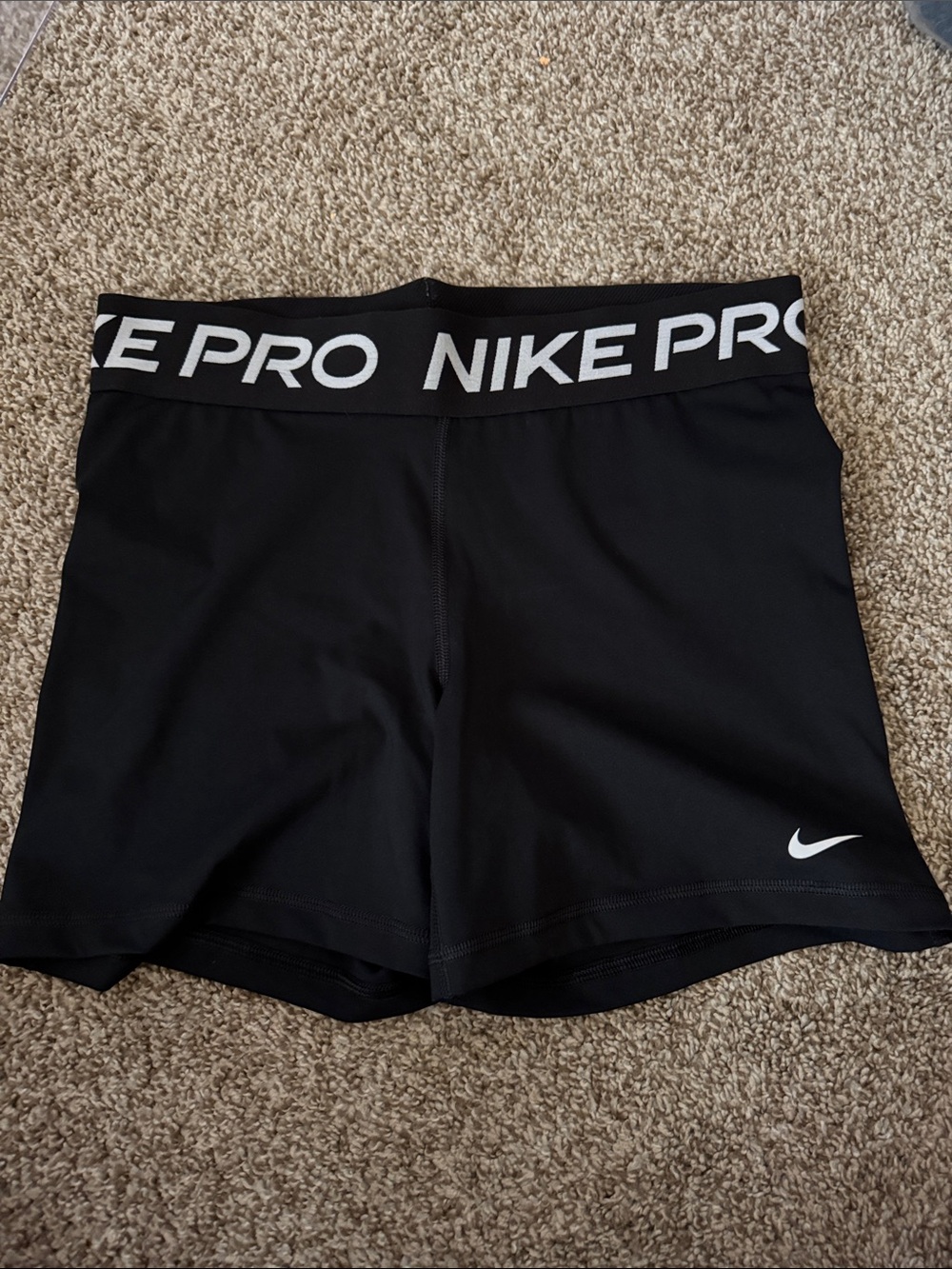 Nike Black Athletic Compression Shorts with White Logo Waistband